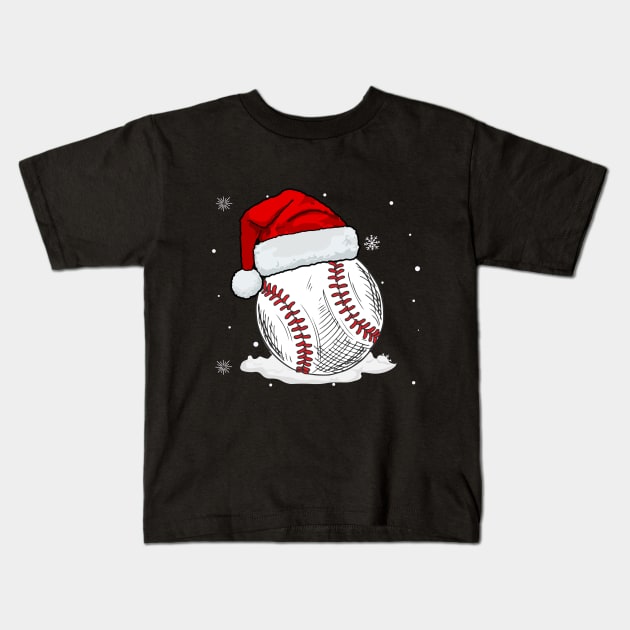 Christmas Baseball Ball Santa Hat Xmas Boys Kids T-Shirt by khalid12